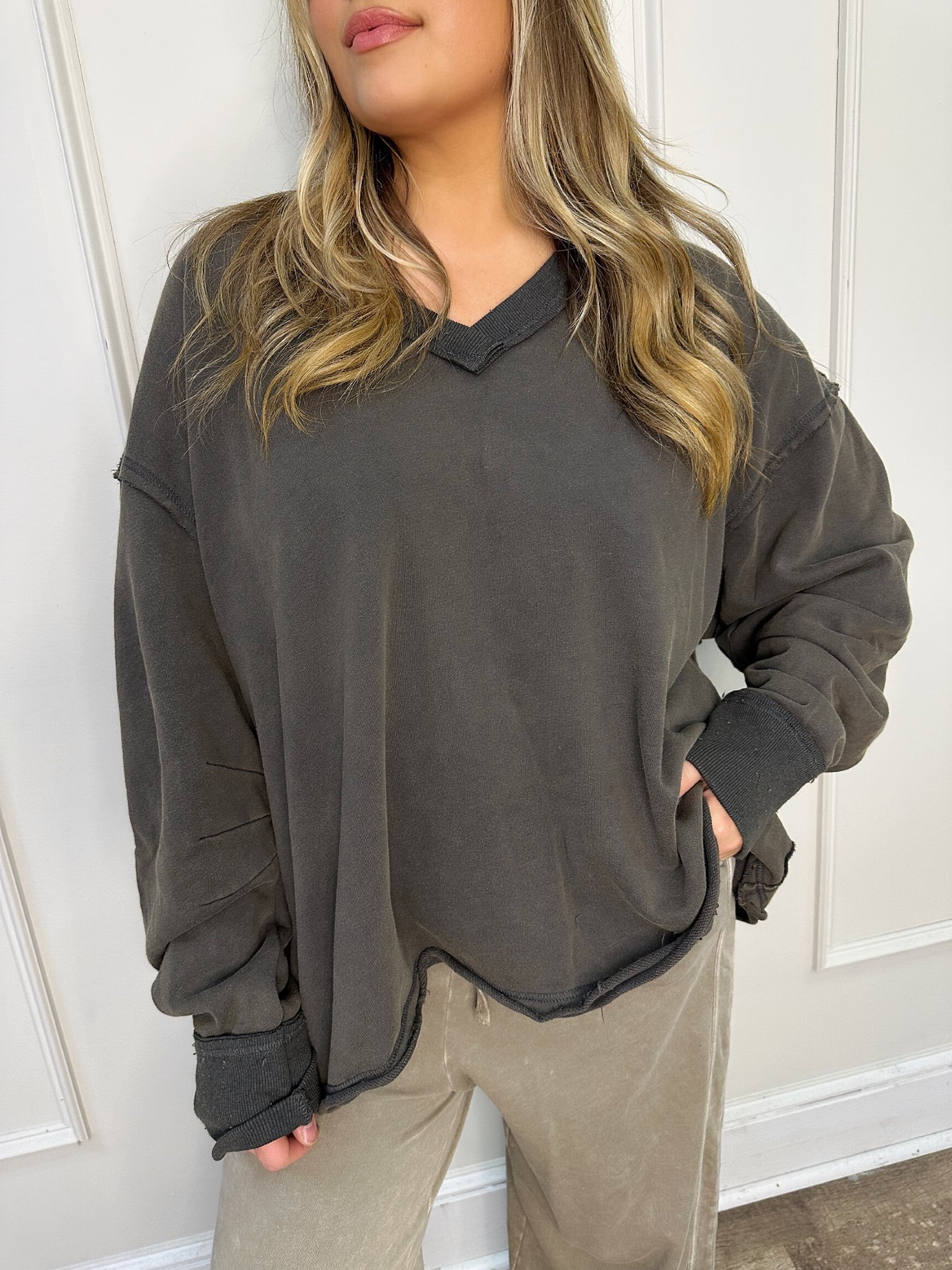 baylee oversized pullover in ash