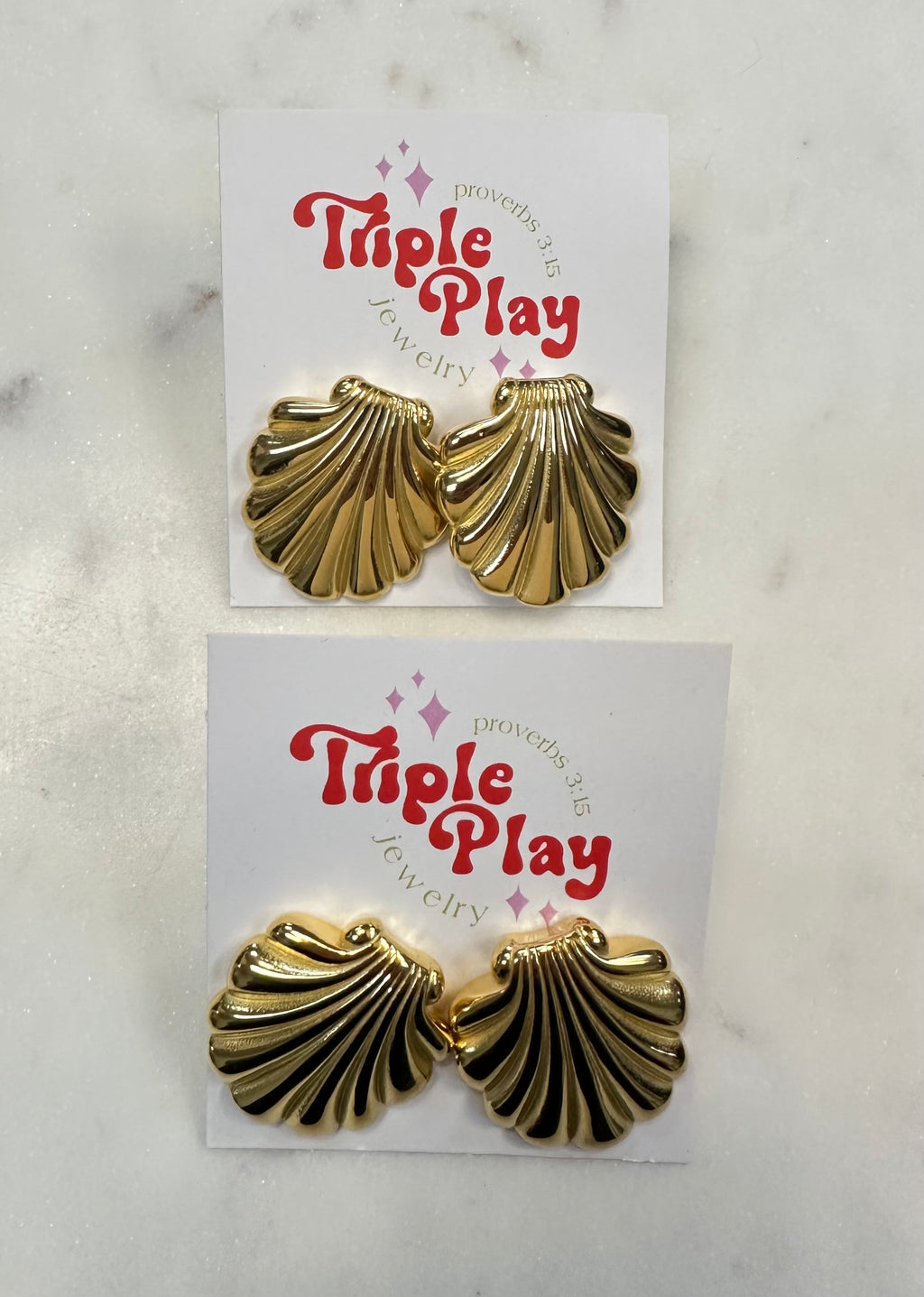 triple play seashell stud