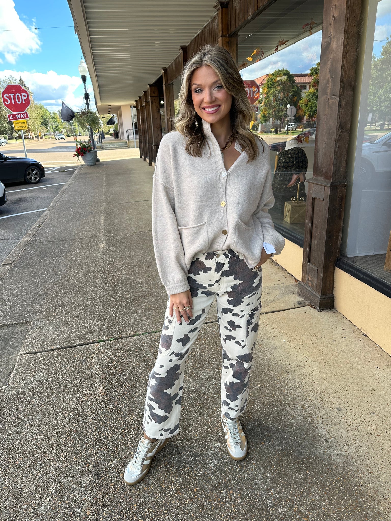 cow print cargo pant
