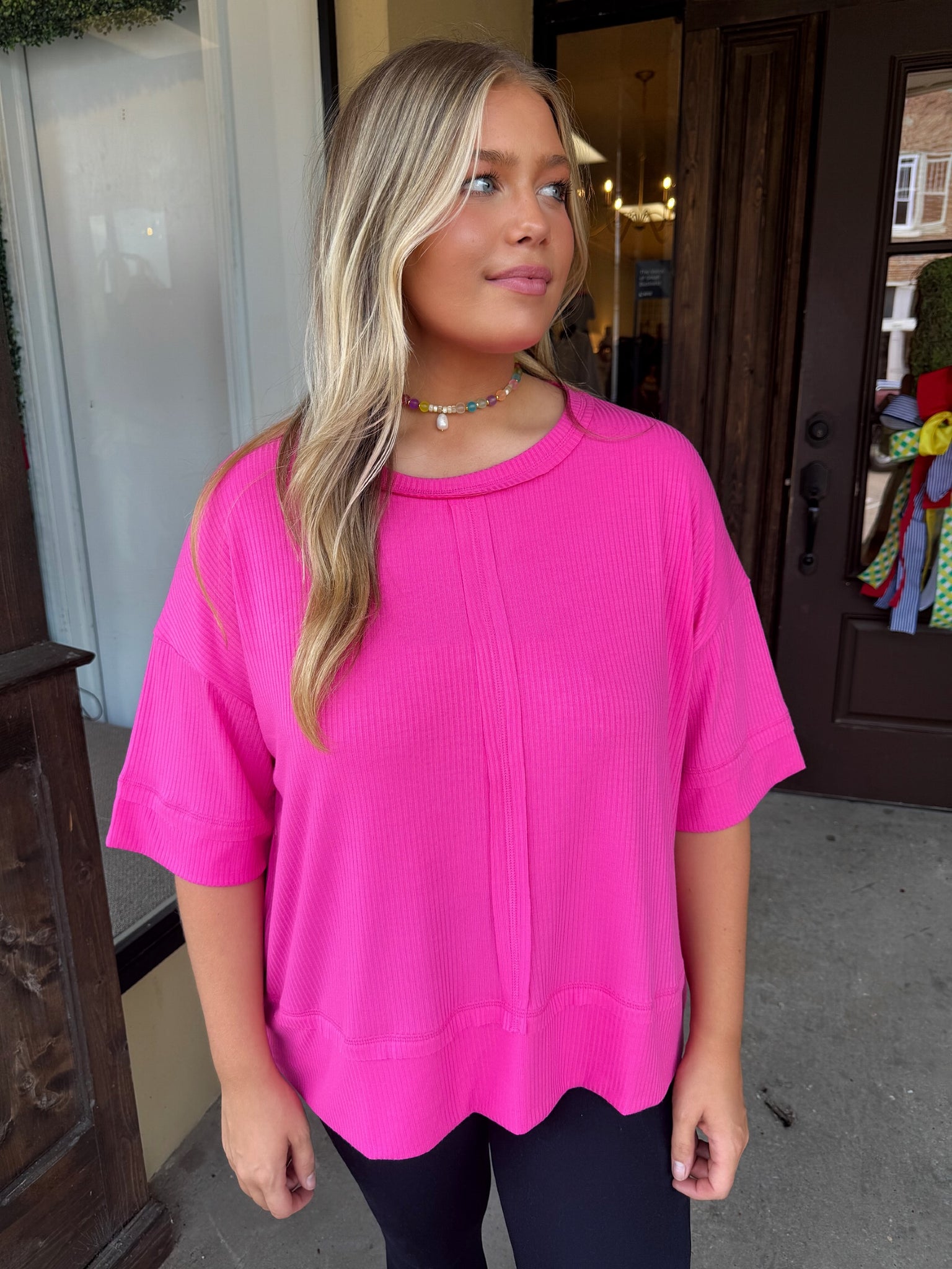 back to the basics tee in fuchsia