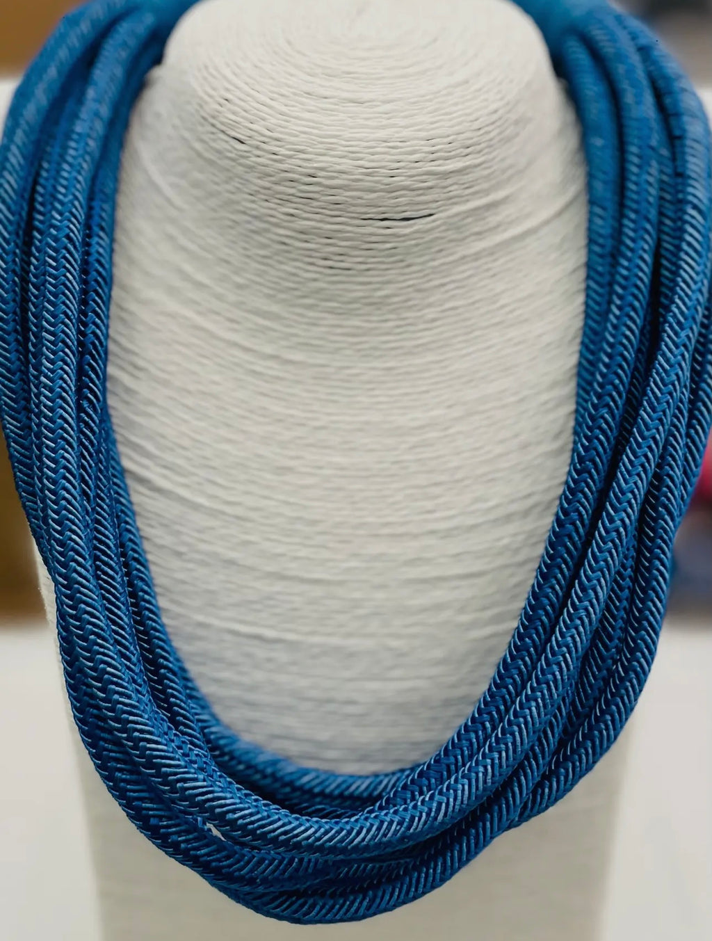 cobalt slub 8-strand necklace - 242