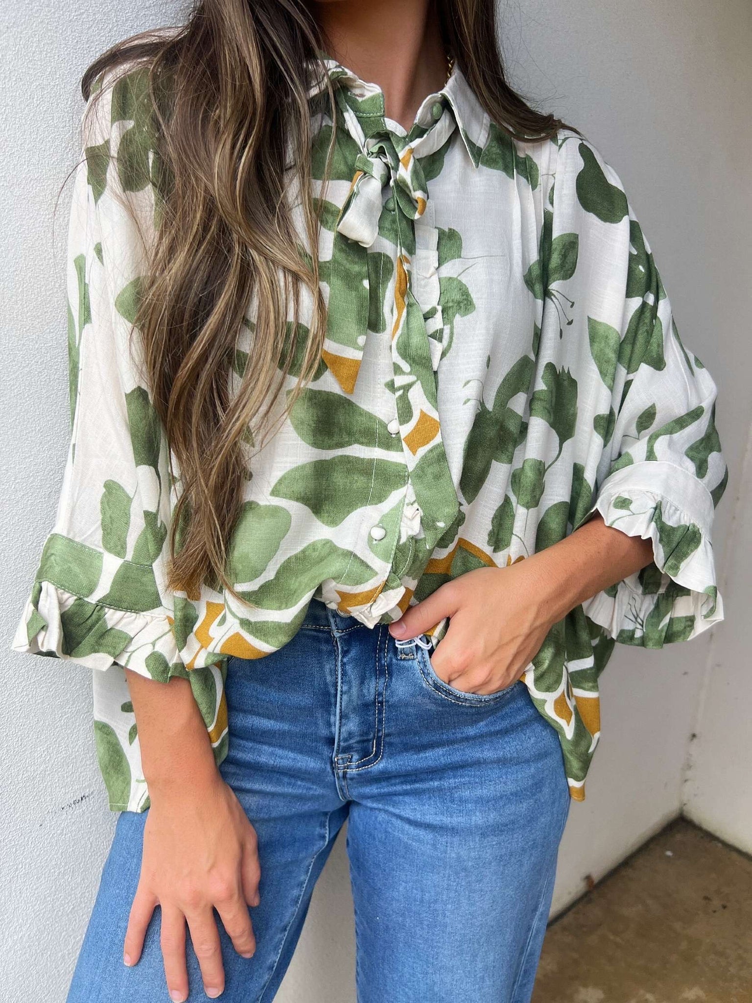 fall fever top in olive