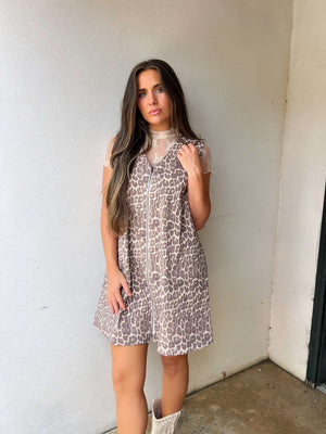cheetah lover denim dress