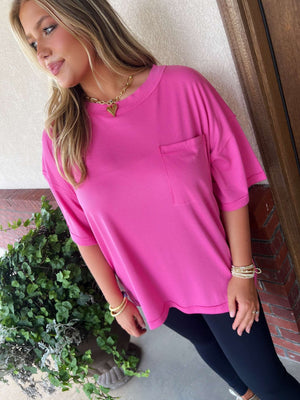 boyfriend tee - hot pink