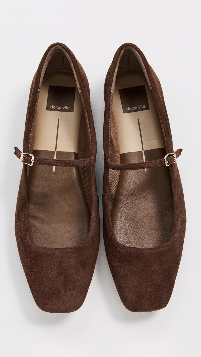 dolce vita reyes ballet flat in dark brown suede