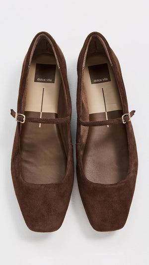 dolce vita reyes ballet flat in dark brown suede