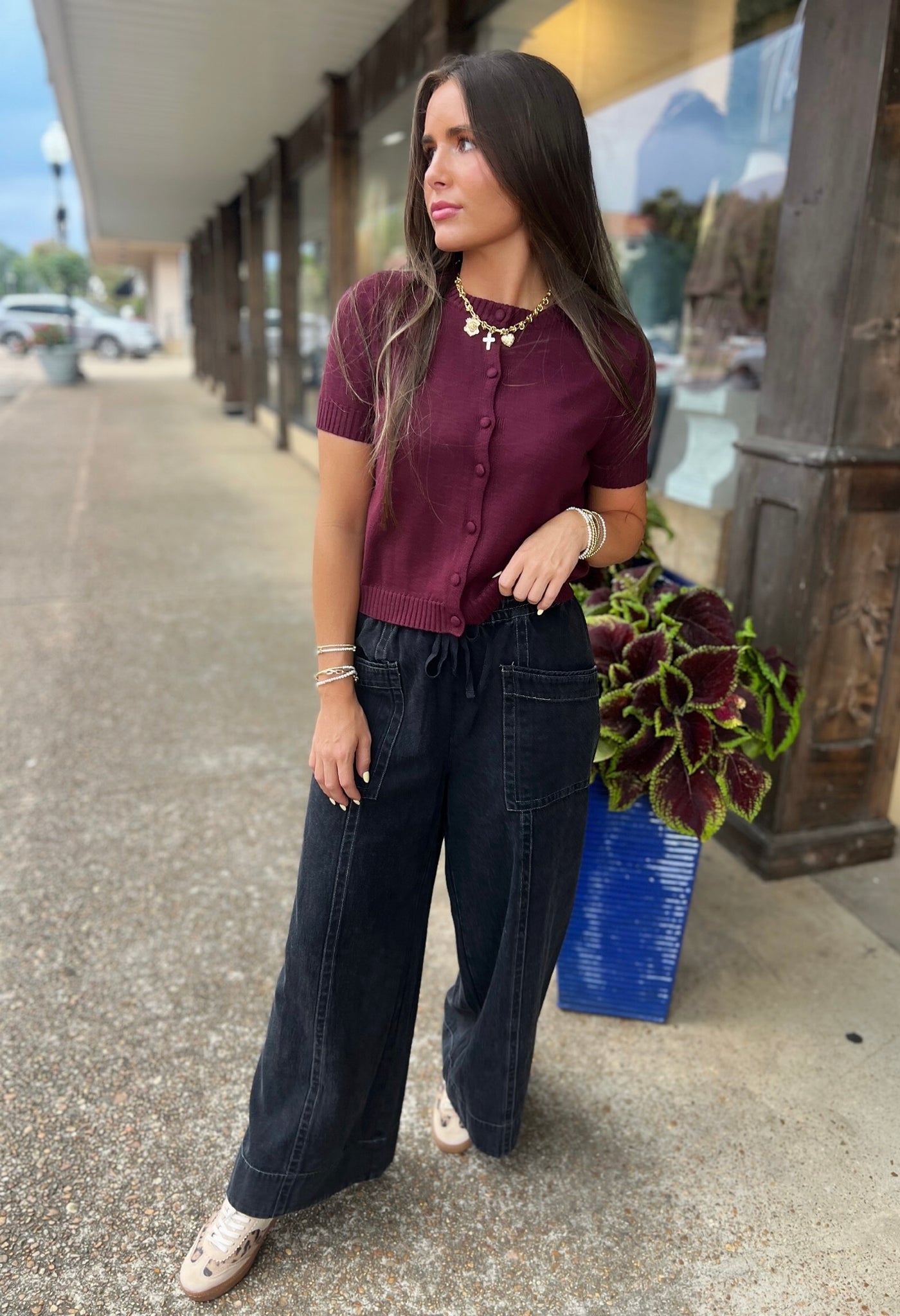 gabby sweater in burgundy