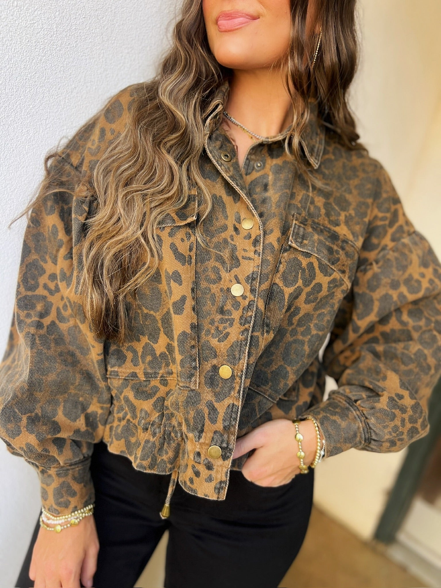 cheetah denim jacket