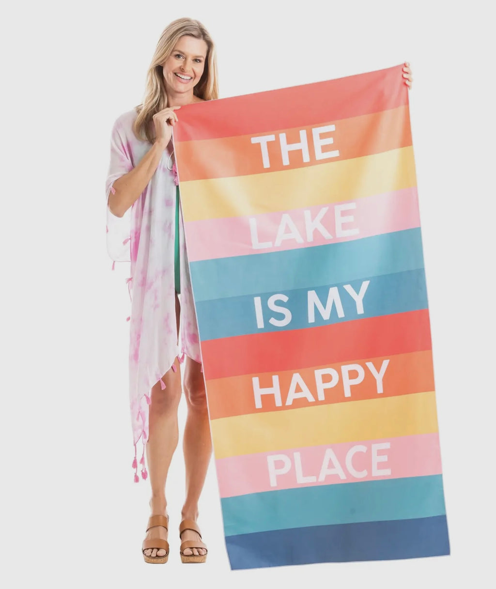 katydid quick dry towel - lake is my happy place