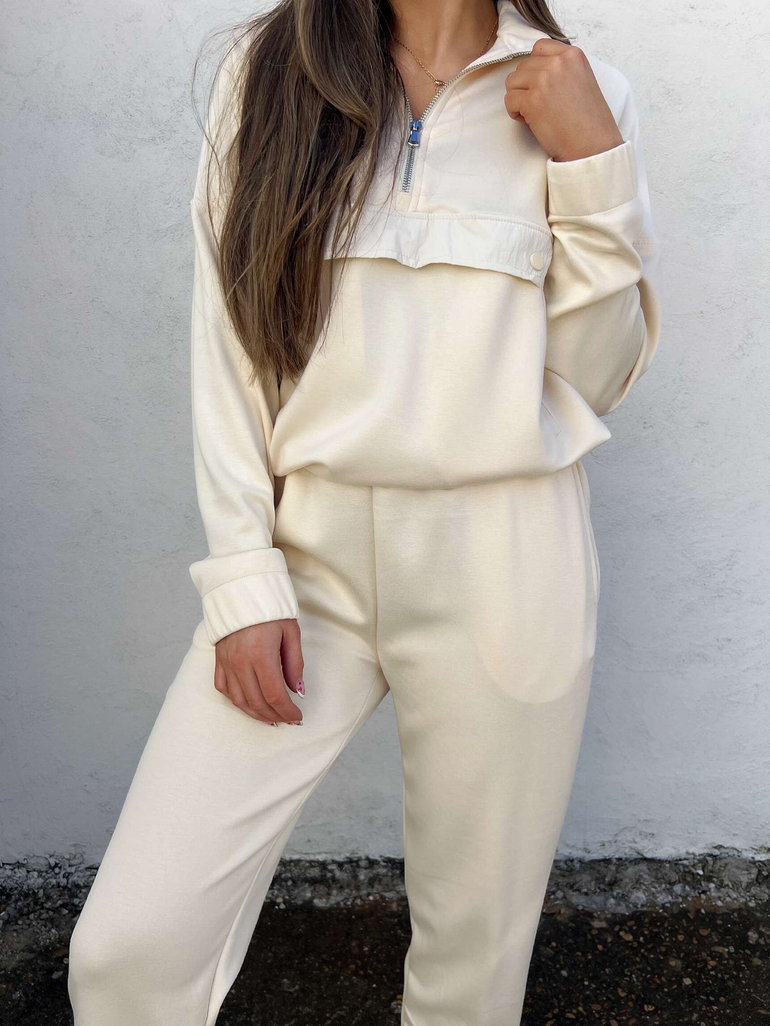 ollie quarter zip pullover- cream