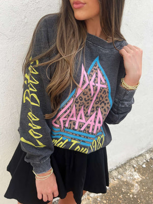 Recycled Karma Def Leppard world tour burnout sweatshirt