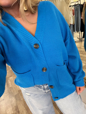 sloan sweater cardigan in ocean