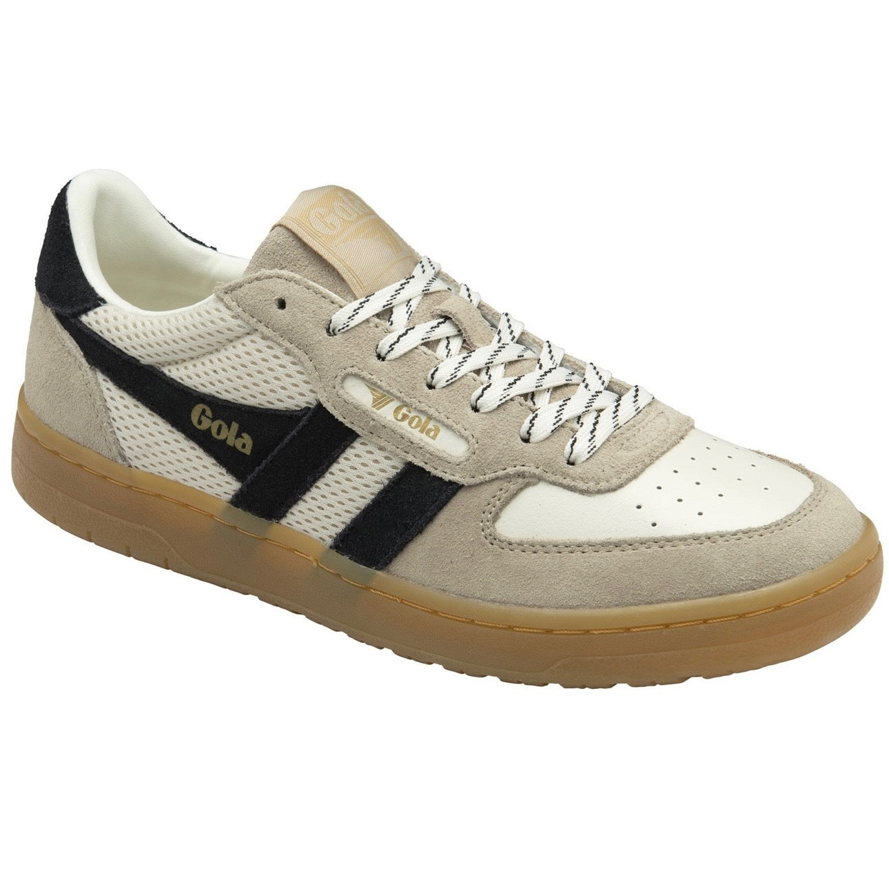 Gola hawk 83 trainer in off white/bone/black/gum