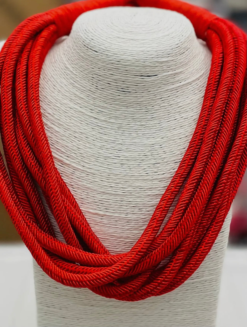 red slub 8-strand necklace - 242