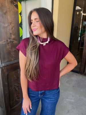 fall staple lightweight sweater in burgundy