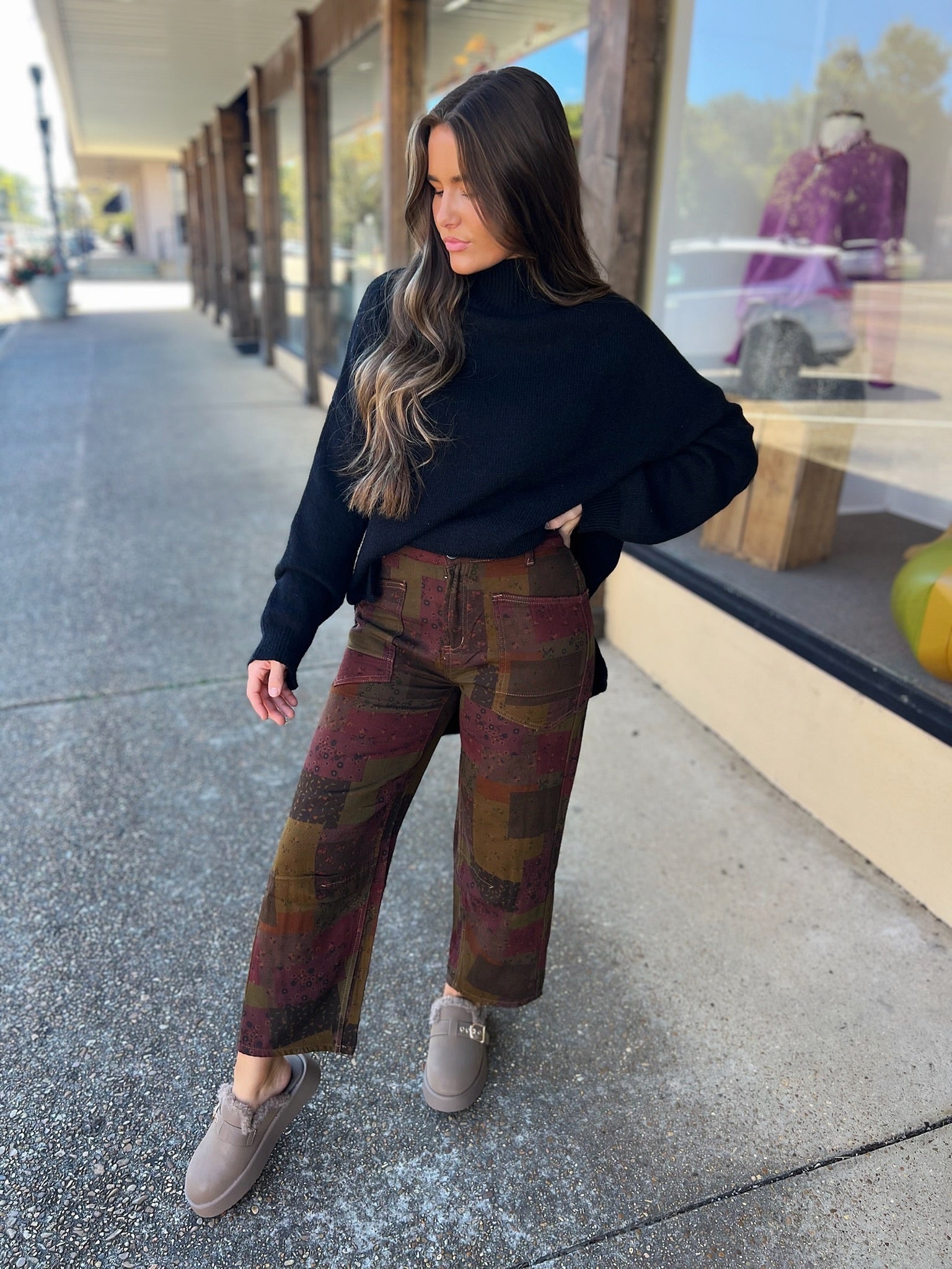 cozy cool mock neck sweater in black