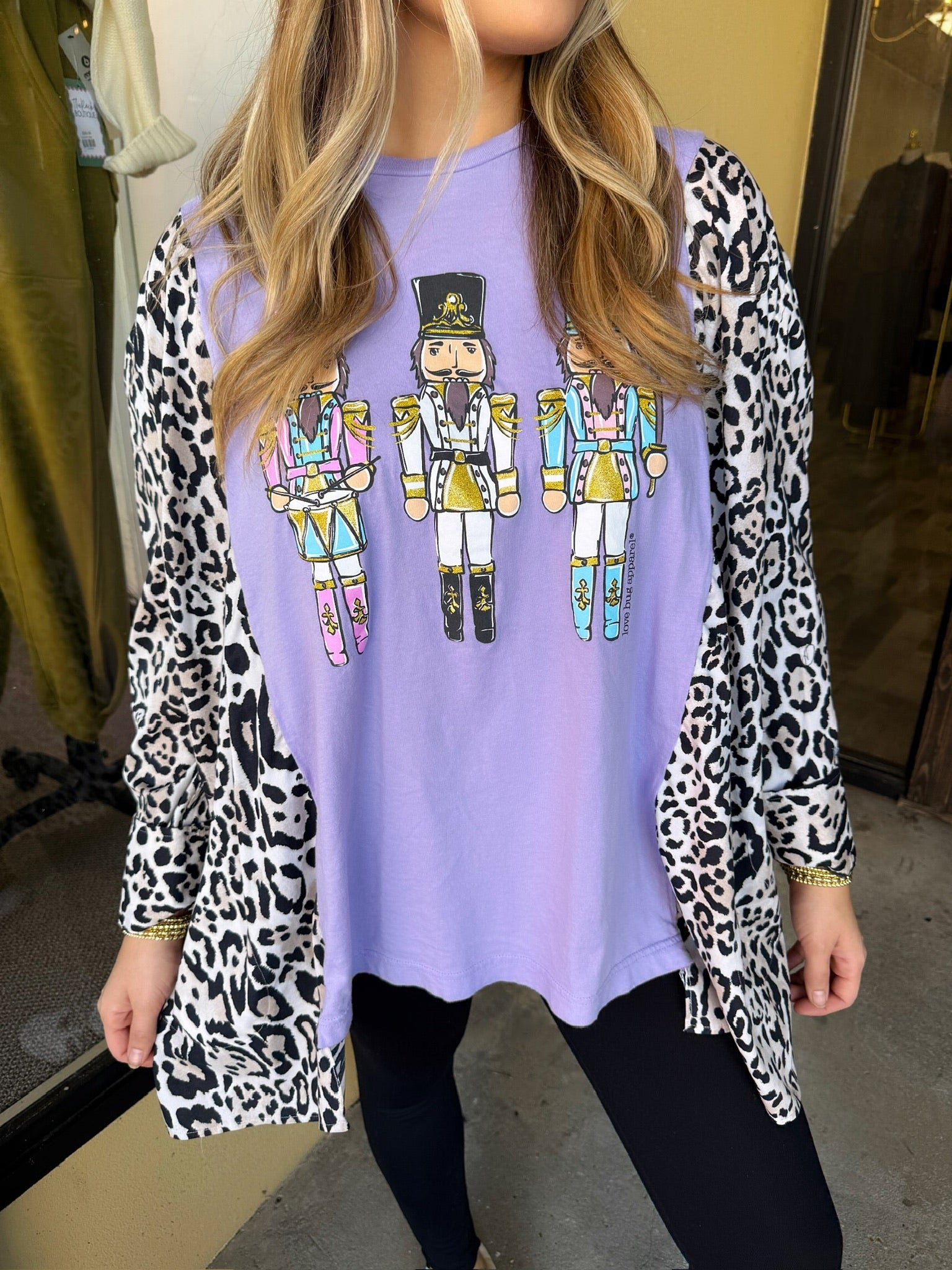 purple leopard nutcracker one of a kind top