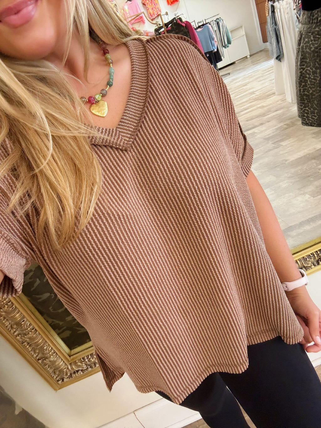ribbed & ready top - chocolate