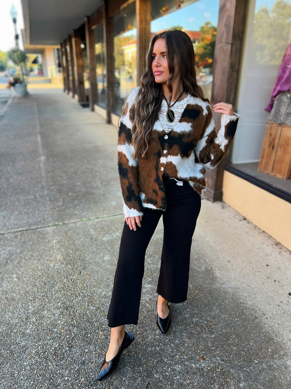 tucker cow print sweater