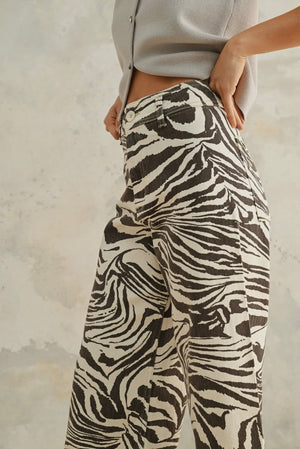zebra wide leg jean