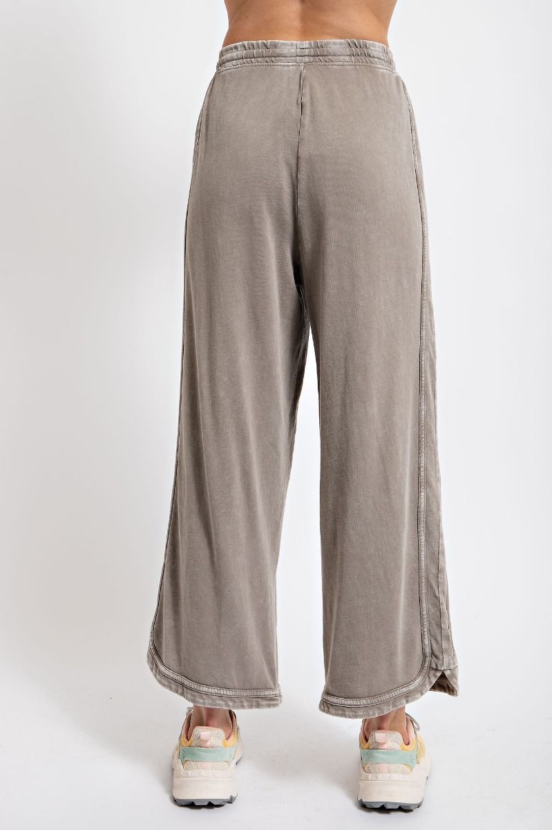 terry wide leg pant in light mocha