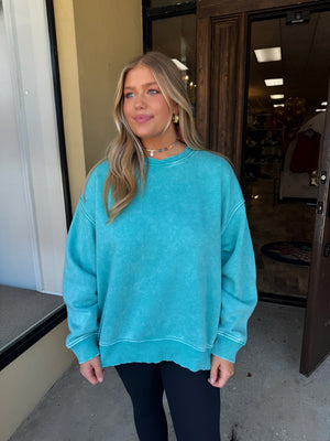 here for it sweatshirt in sky blue