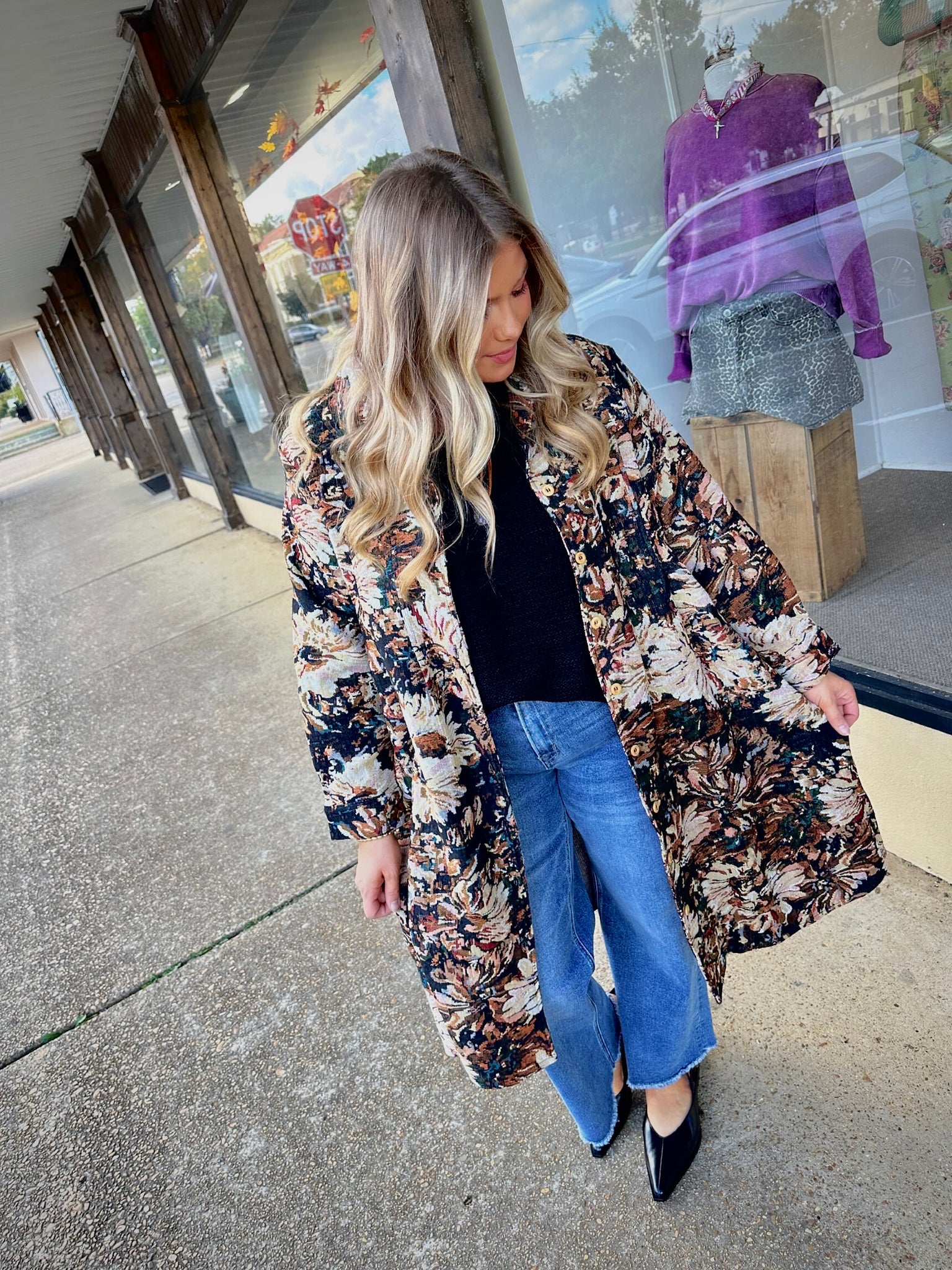 miller floral button down coat