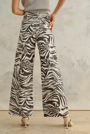 zebra wide leg jean