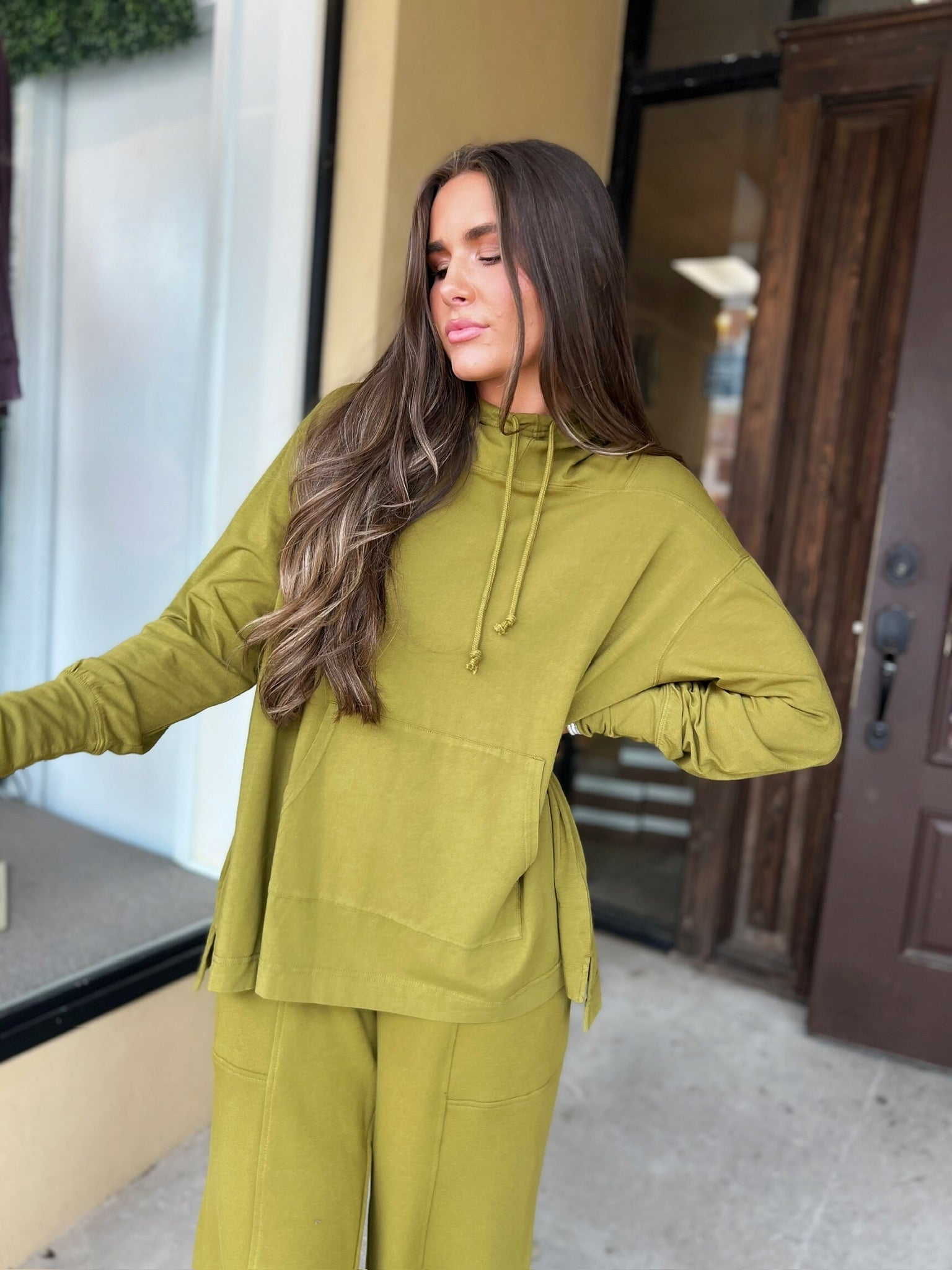 fieldstone pima cotton hoodie in olive