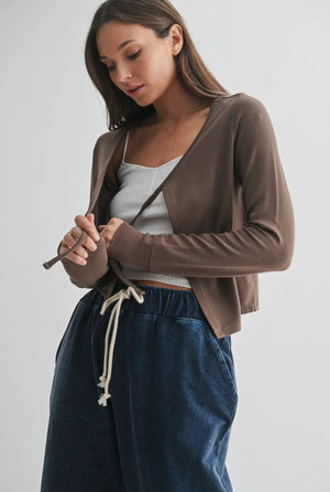 charming ballet tie front sweater
