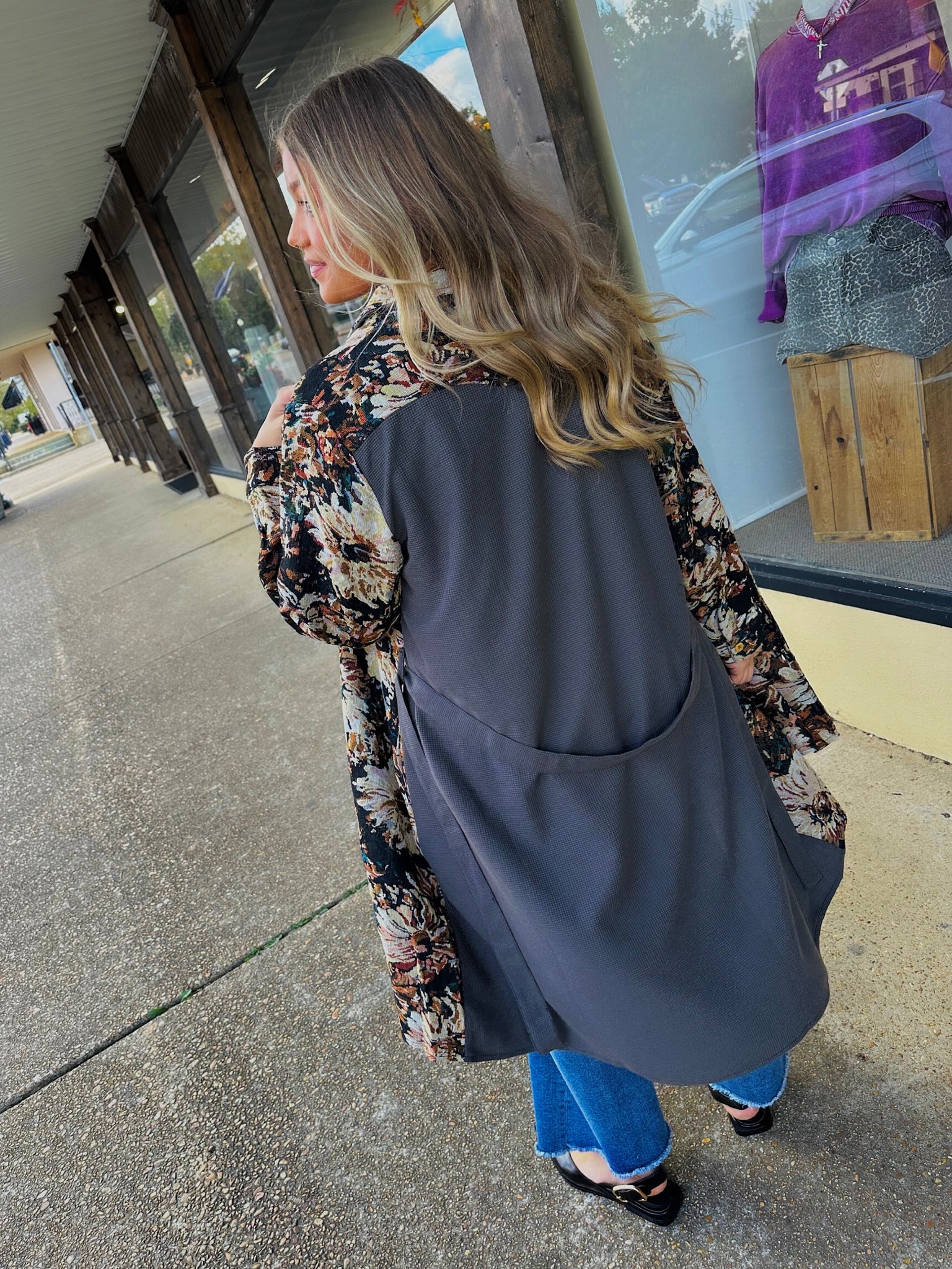 miller floral button down coat