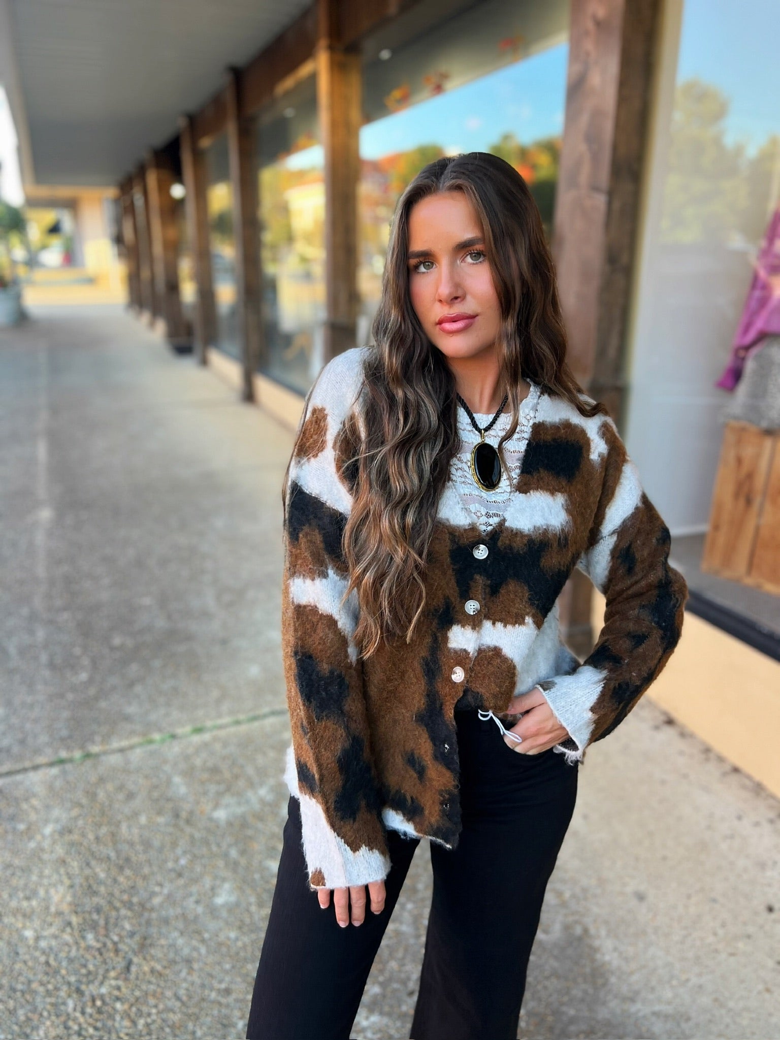 tucker cow print sweater