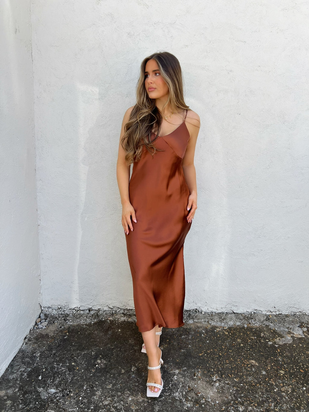 serena slip dress - camel