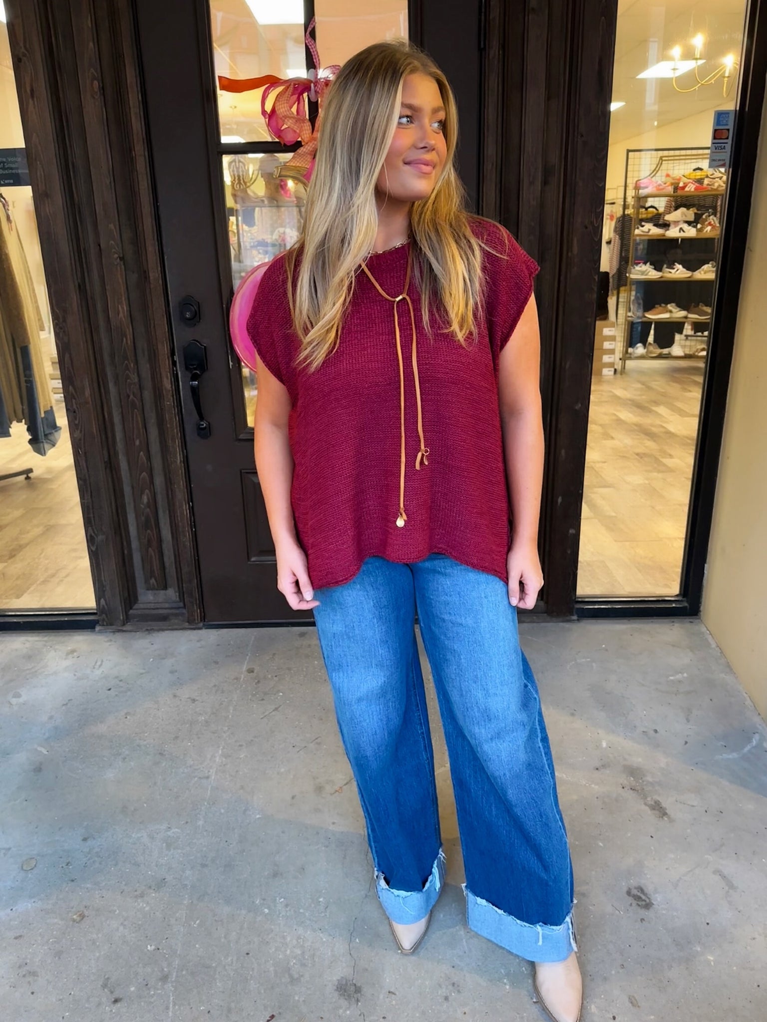 olivia sweater in burgundy