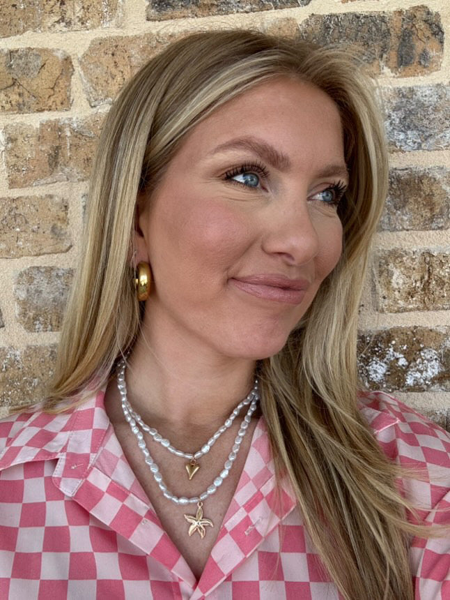 triple play pearl necklace with starfish charm
