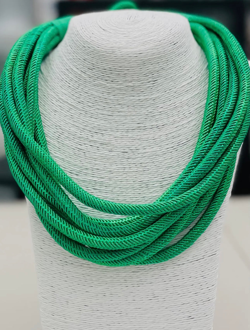 kelly green slub 8-strand necklace - 242