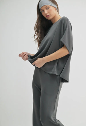 laguna boatneck top in ash grey