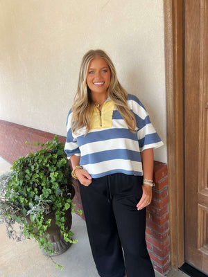 rugby striped quarter zip