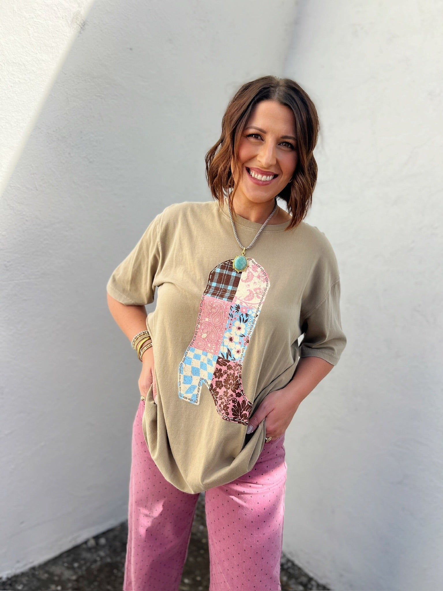 quilted cowboy boot tee