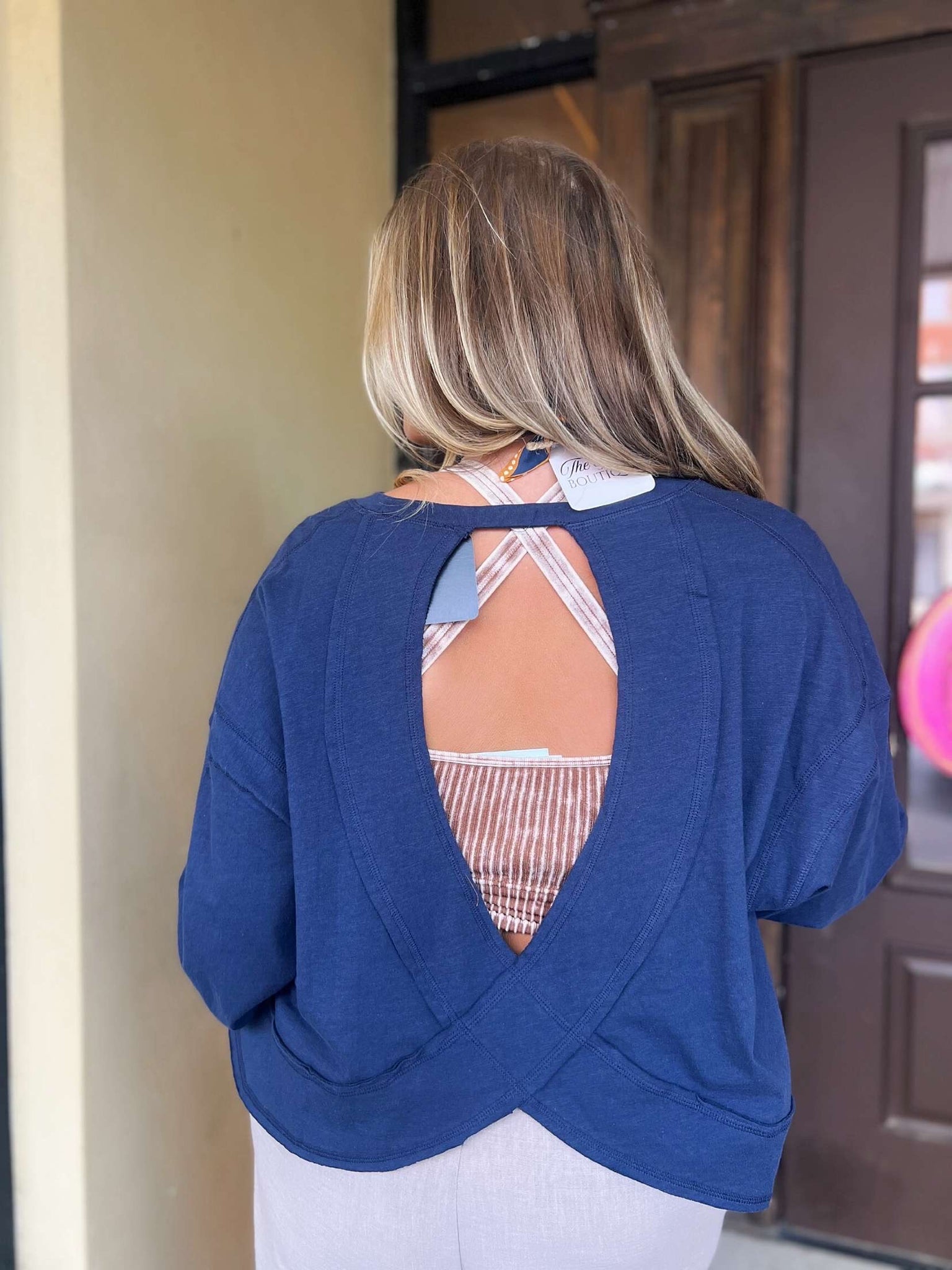 crossover top in navy