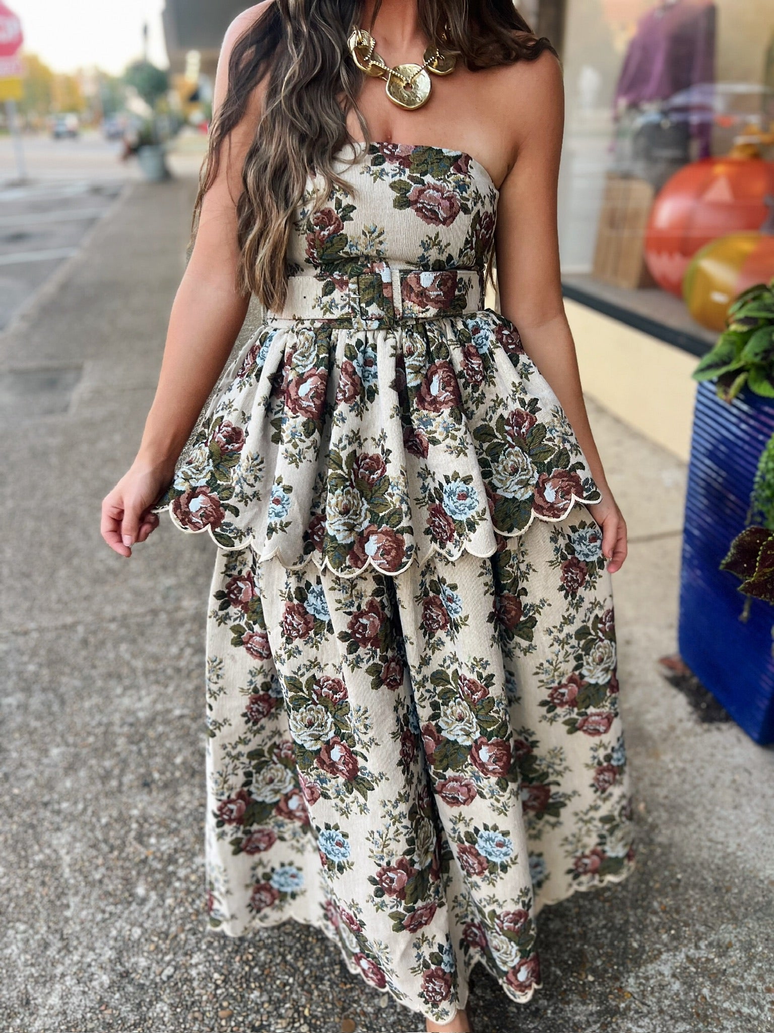 tapestry scalloped midi