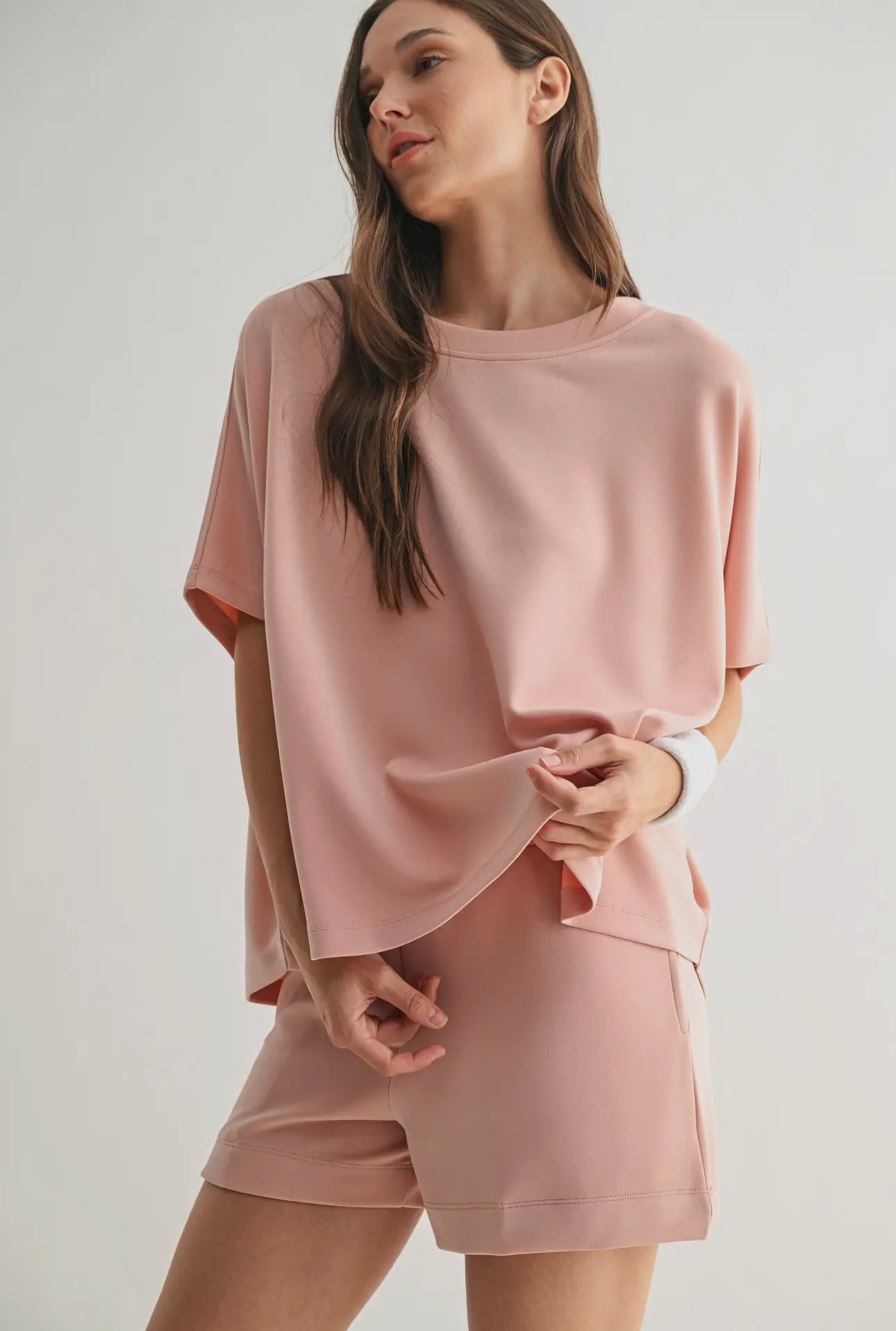 laguna boatneck top in misty rose