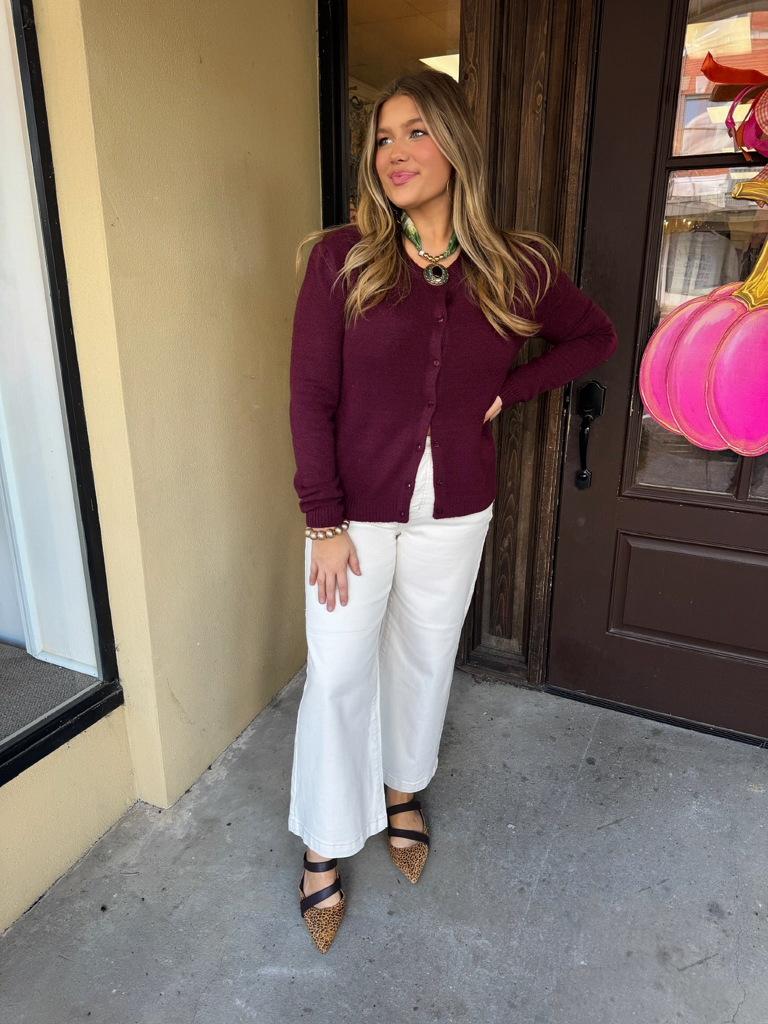 cora sweater in burgundy