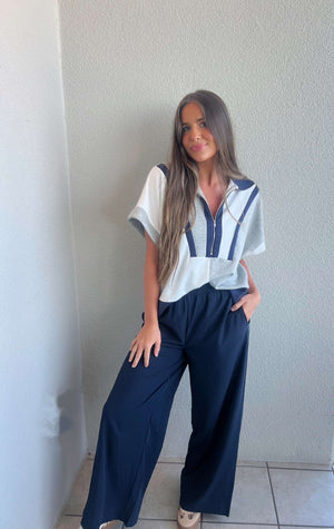 relax ease wide leg pant in navy