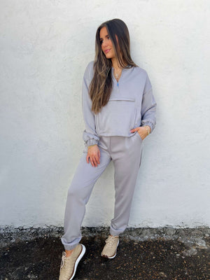 ollie quarter zip hoodie - grey
