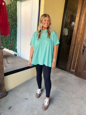 madison oversized tee - heathered green