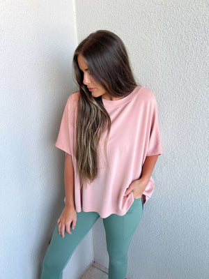 laguna boatneck top in misty rose