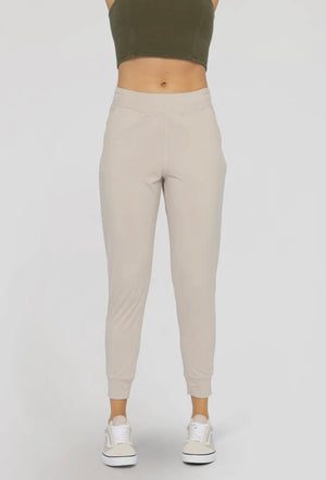 cozy flex everyday joggers in tan