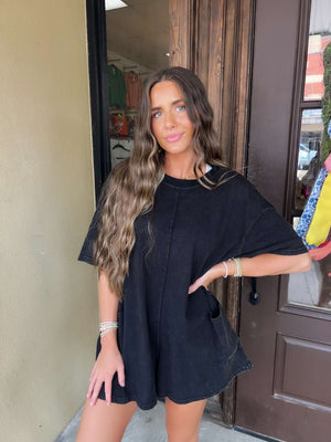 on the go romper - black