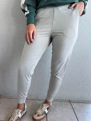 cozy flex everyday joggers in tan